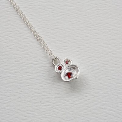 Garnet and Silver Lichen Pendant Necklace