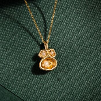Collier pendentif opale et lichen doré 4