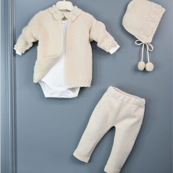 Un paquet de quatre tailles fille 100% coton bébé tricots col en dentelle ensemble bébé moderne 3