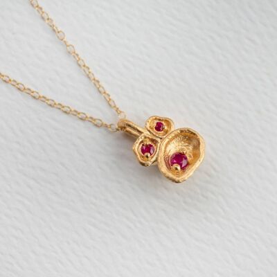 Collier pendentif lichen en or rubis