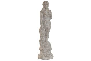 FIGURINE CIMENT 17X17X61 FEMME PORTÉE GRIS FD209994 1