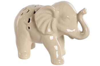 Figurine en céramique 16x8x11 Éléphant craquelé blanc FD213280 1