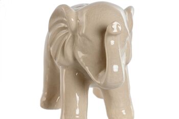 Figurine en céramique 16x8x11 Éléphant craquelé blanc FD213280 3