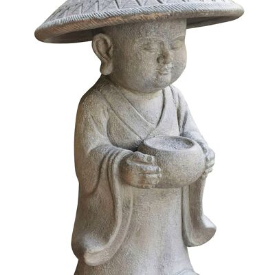 FIGURINE MAGNÉSIE 30X30X53 MOINE GRIS FD212864