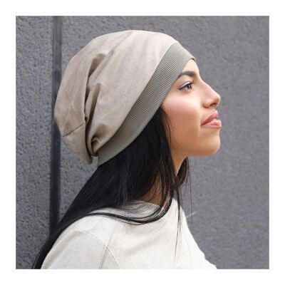 Suede-effect hat in extremely soft ecological technical fabric