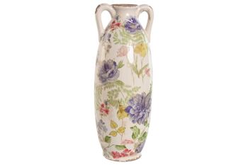 VASE GRÈS 13X13X35 FLEURS MULTICOLORE LD213283 1