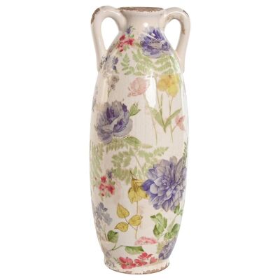 Stoneware Vase 13X13X35 Multicolor Flowers LD213283