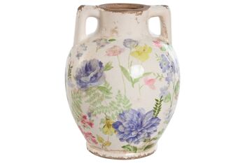 VASE GRÈS 17X17X22 FLEURS MULTICOLORE LD213285 1