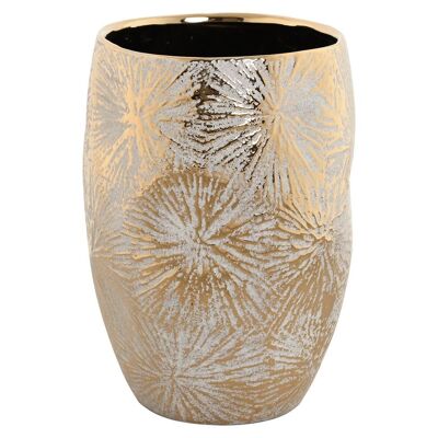 Vaso in gres 17X17X24 Foglie Oro consumato JR213225