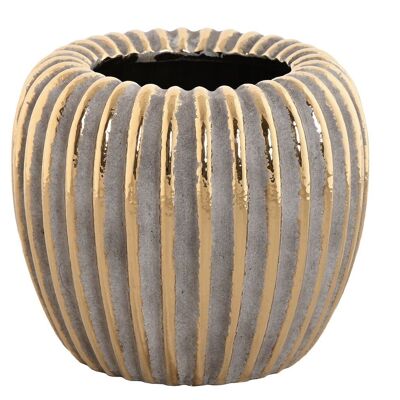 STONEWARE VASE 19X19X16 AGED GOLD JR213223