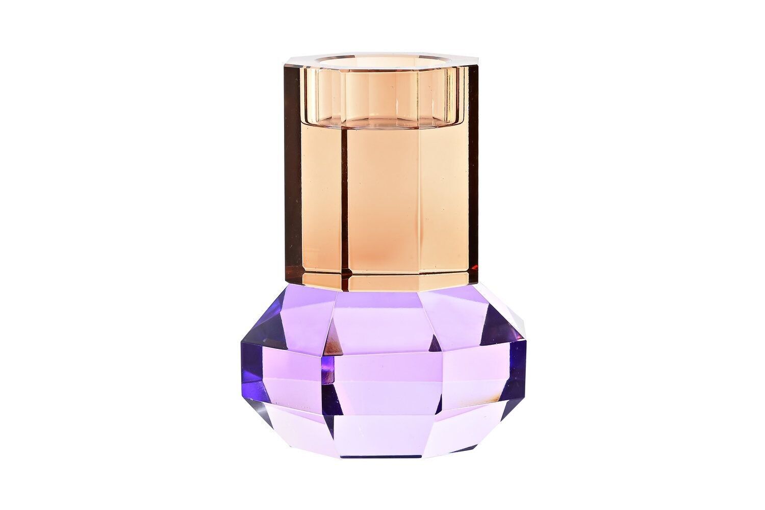 KERZENHALTER AUS GLAS 9X9X12 ZWEIFARBIG PV200011