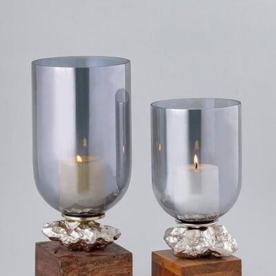 ALUMINUM GLASS CANDLE HOLDER 15X15X32.5 MULTICOLOR PV205936