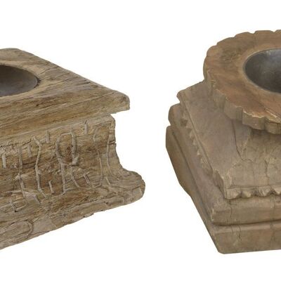 WOODEN CANDLE HOLDER 25X25X12 OLD 2 SURT. LD208655
