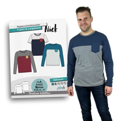 Sewing pattern men's shirt & longsleeve Nick in sizes 44 - 60