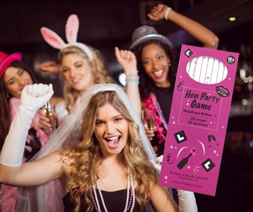 Hen Party Paper Straw Game - 20 Boxes -  20 Would You Rather Questions in each box - UK Made - 18+