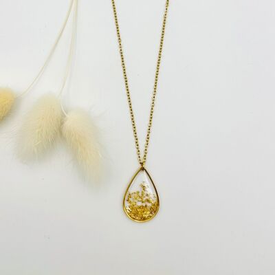 Large drop necklace - Gold Croquettes Cascade