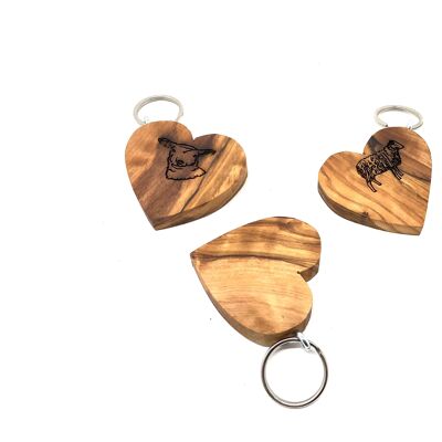 Merchandising with olive wood! 20x keychain heart flat