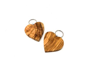 Merchandising avec du bois d'olivier ! 20x porte-clés coeur plat 4