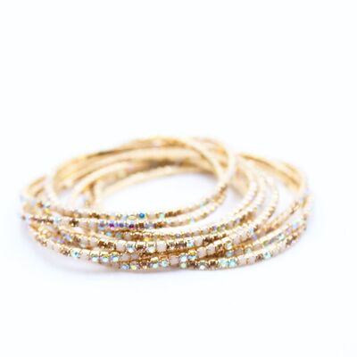 Pack of 10 rhinestone bracelets - gold