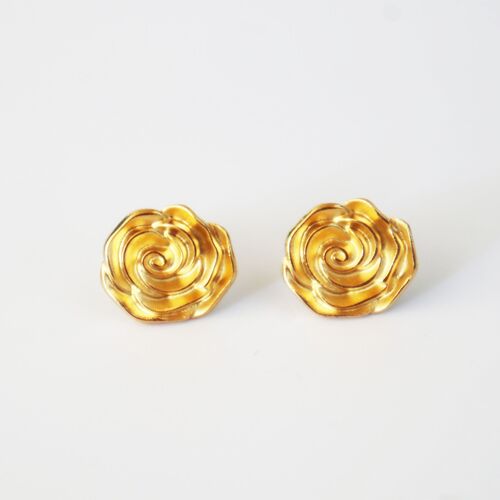 Rose stud earrings- gold