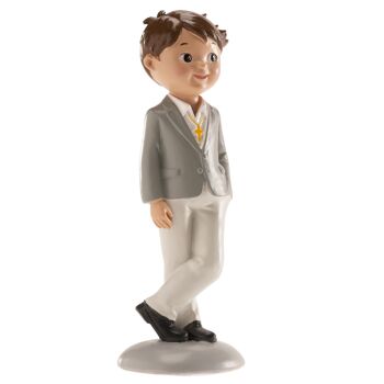 FIGURINE DE COMMUNION GARÇON NICO COSTUME GRIS 15 CM 1