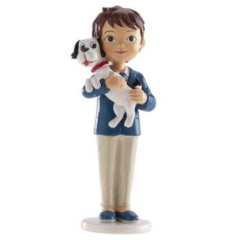 FIGURINE DE COMMUNION GARÇON AVEC CHIEN 16,5CM 1