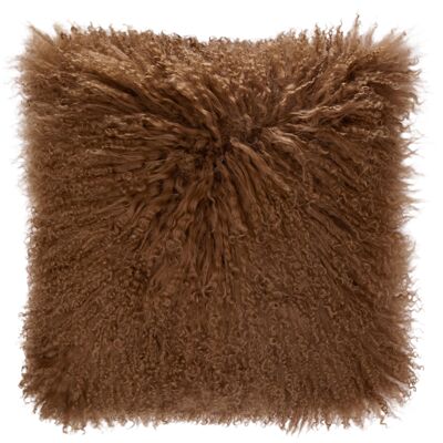 Housse de coussin Shansi en peau de mouton - Cognac