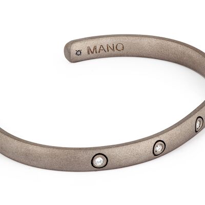 Bangle collection testa chiodo made in titanium and 5 white diamonds .-m