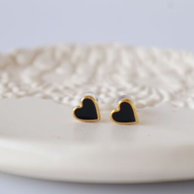 Tiny black heart earrings