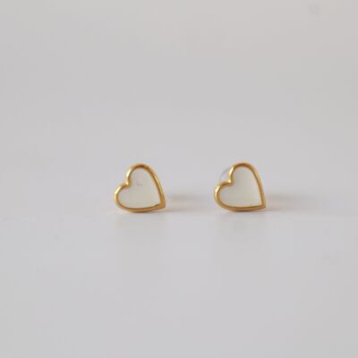 Tiny white heart earrings