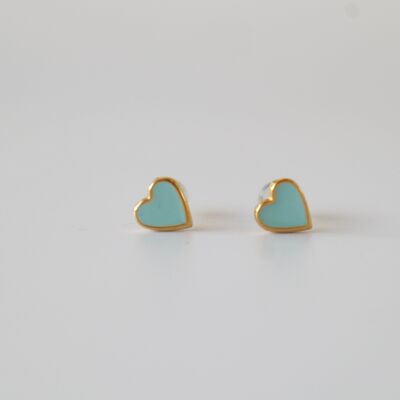 Tiny blue heart earrings