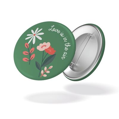 Liebe liegt in der Luft – Badge Flowers grüner Hintergrund #93
