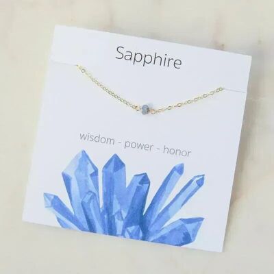 Collier Pendentif Pierre Naturelle Bleu Saphir sur Carte - Septembre