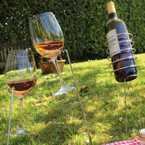 Set Pique Nique | Supports verres à vin et bouteille | Dégustation à l'extérieur