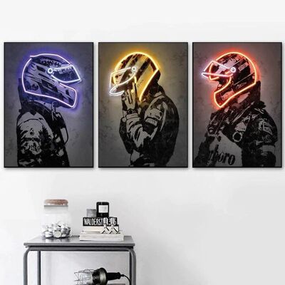 Pósters vintage de cascos de motociclista - Póster para decoración de interiores