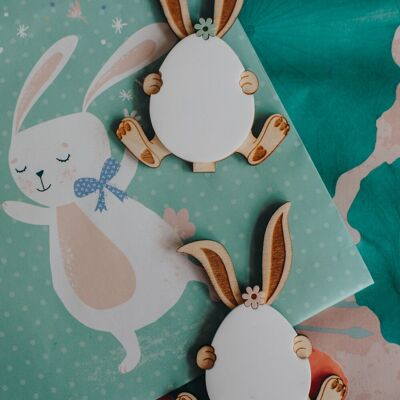 Duo of Easter place cards, rabbit and egg
