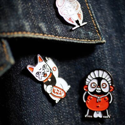 Pin's en émail - badges avec divers motifs japonais
