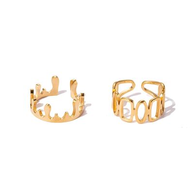 Primavera - Conjunto de anillos Trendy de 2 piezas