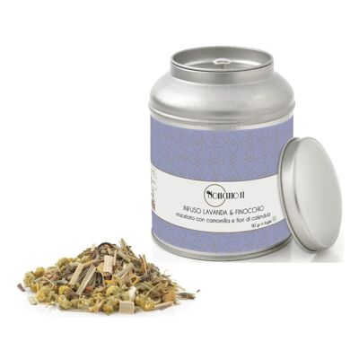 Entspannender Lavendel- und Fenchelaufguss | Kräuterteeblätter aus Lavendel, Fenchel und Ringelblume – 90 g | Relax Kräutertee für den Abend ohne Koffein