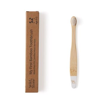 Brosse à dents en bambou pour bébé (FSC 100%) - Unique - Blanc 1