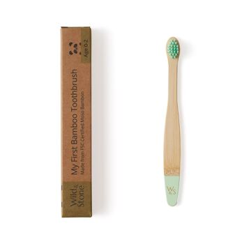 Brosse à dents en bambou pour bébé (FSC 100%) - Unique - Vert Menthe 1