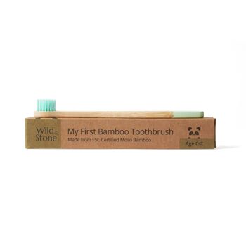 Brosse à dents en bambou pour bébé (FSC 100%) - Unique - Vert Menthe 2