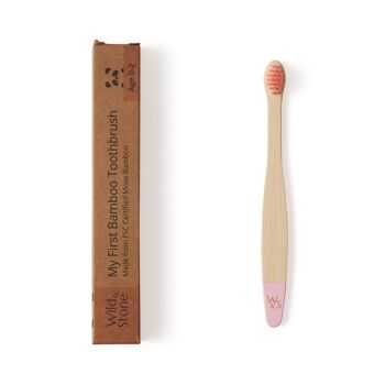 Brosse à dents en bambou pour bébé (FSC 100 %) - Unique - Rose bébé 1