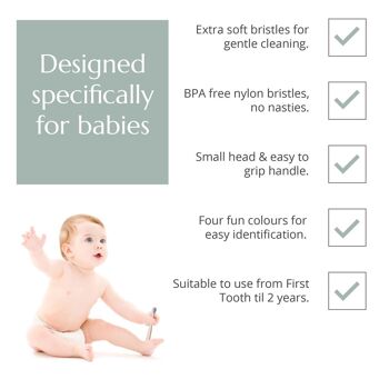 Brosse à dents en bambou pour bébé (FSC 100 %) - Unique - Rose bébé 5