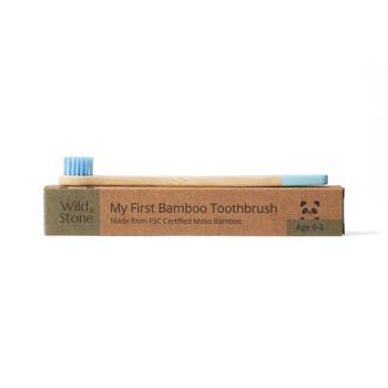 Brosse à dents en bambou pour bébé (FSC 100 %) - Unique - Bleu bébé 2
