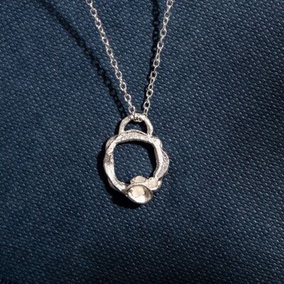 Mondstein- und Silberzweig-Kreis-Halskette – klein