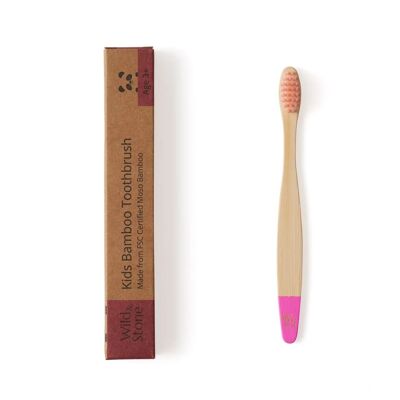 Brosse à Dents Enfant en Bambou (FSC 100%) - Unique - Rose