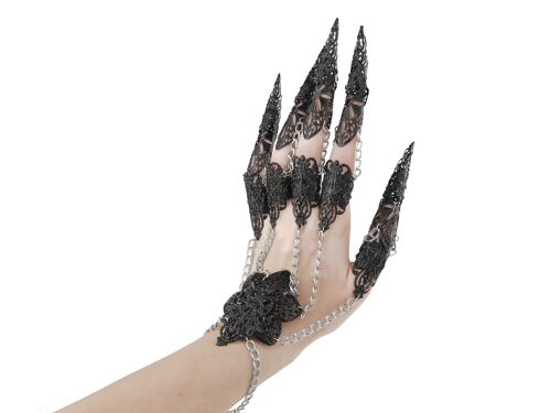 Black Gothic Glove with Claw Rings REYNISFJARA