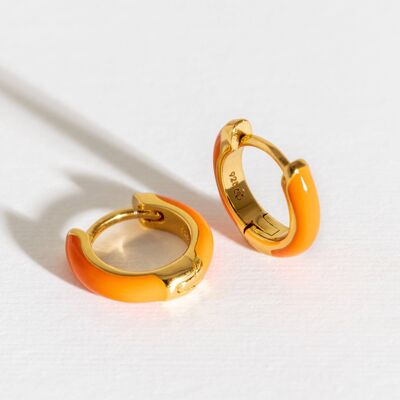 Boucles d'oreilles Huggie en vermeil doré corail