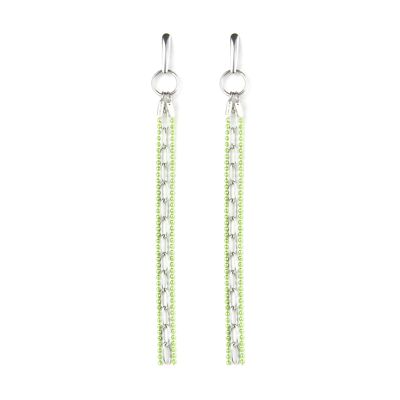 Green and Silver Threader Earrings - GREEN DROP